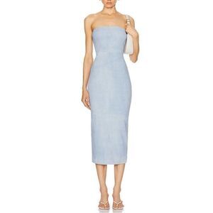 RARE SPRWMN Light Blue Suede Tube Dress